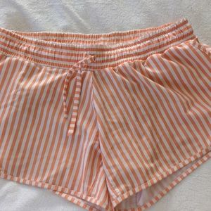 Athletic Stripe Drawstring Shorts - Peach/White